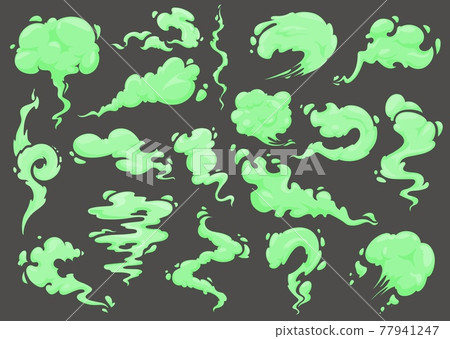 Bad green smell, odor, stench and stink, cartoon Bad green smell, odor, stench and stink, cartoon 77941247