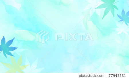 Cool autumn leaves and watercolor texture background 77943381