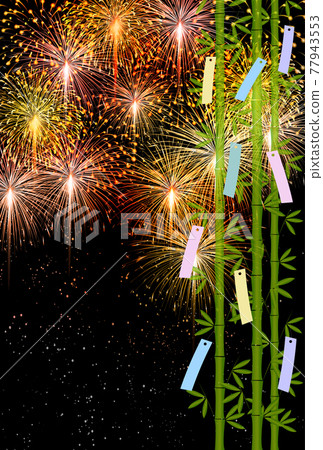 Tanabata fireworks bamboo background 77943553