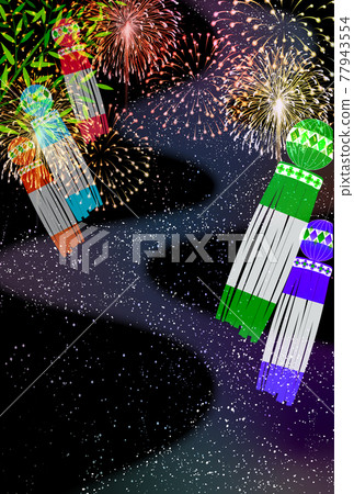 Tanabata Milky Way fireworks background 77943554
