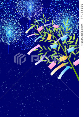 Tanabata fireworks bamboo background 77943555