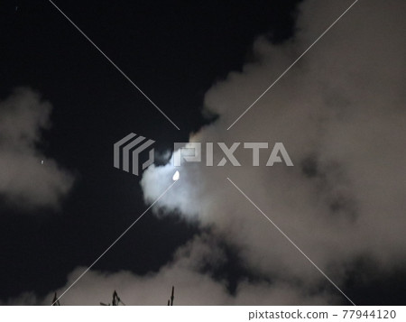 When I was looking at the moon, it was covered with cloudy weather. When I was looking at the moon, it was covered with cloudy weather. 77944120