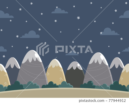 Seamless background material for mountains and night sky Seamless background material for mountains and night sky 77944912