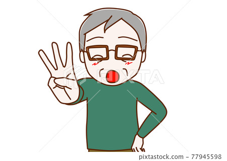 視頻素材-指著無名指的老人 77945598