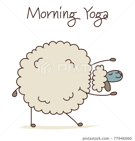 Funny sheep doing yoga, sketch for your design Funny sheep doing yoga, sketch for your design 77946060