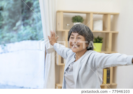 Senior women exercising gymnastics 77946103