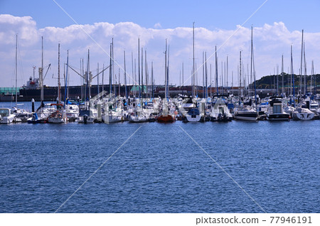 夏日藍天下的橫濱灣畔碼頭 77946191