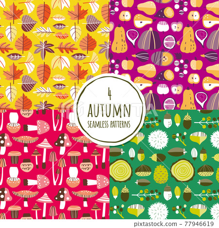 Autumn plant pattern set Autumn plant pattern set 77946619