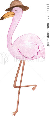 Flamingo with summer watercolor 77947451