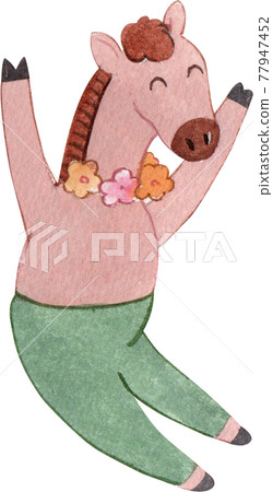 Horse with summer watercolor Horse with summer watercolor 77947452