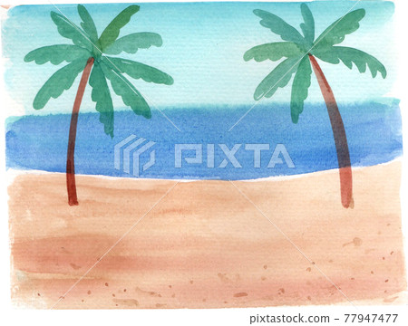 Beach landscape watercolor 77947477