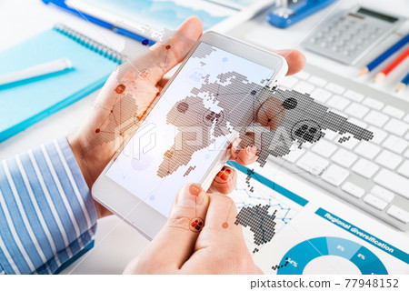 Men's hands hold a mobile phone Men's hands hold a mobile phone 77948152