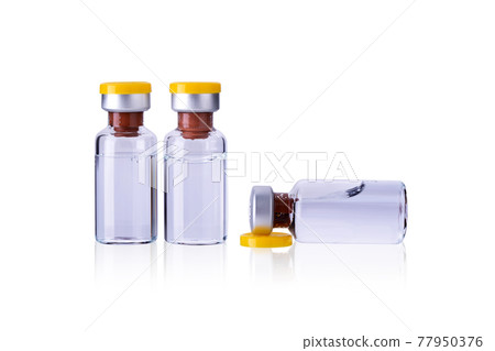 Bottle Vial of Covid-19 Coronavirus Vaccine isolated on a white background 77950376