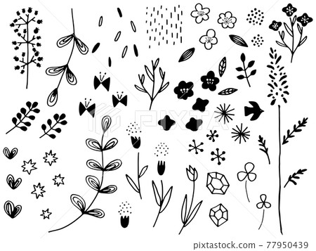 Handwritten rough set of cute plants 77950439