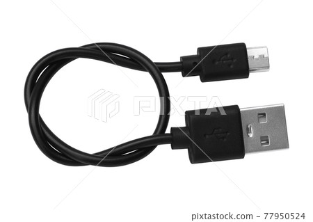 USB Micro cables isolated on white background. USB Micro cables isolated on white background. 77950524
