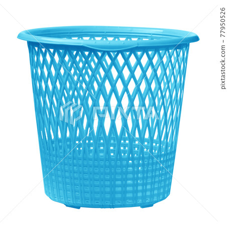 blue plastic basket isolated on white background 77950526