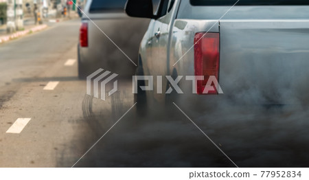 air pollution crisis in city from diesel vehicle exhaust pipe on road air pollution crisis in city from diesel vehicle exhaust pipe on road 77952834