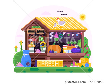 Farm Market Local Stall Sell Organic Vegetables 77952856
