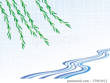 日本傳統搖擺垂柳和水流圖案.矢量背景素材 日本傳統搖擺垂柳和水流圖案.矢量背景素材 77953411