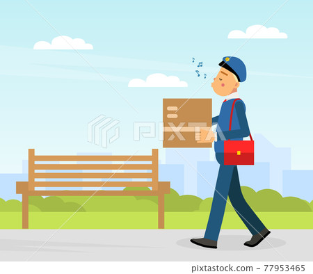 Mail Carrier or Mailman as Employee of Postal Service Delivering Mail and Parcel to Residence Vector Illustration Mail Carrier or Mailman as Employee of Postal Service Delivering Mail and Parcel to Residence Vector Illustration 77953465