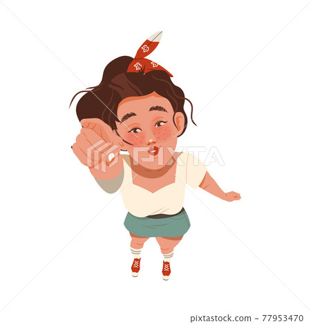 Freckled Woman Pointing Finger Looking Up Watching at Something Above View Vector Illustration Freckled Woman Pointing Finger Looking Up Watching at Something Above View Vector Illustration 77953470
