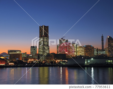 Evening view of Minato Mirai and Mt. Fuji / Minato Mirai 21, Yokohama, Japan 77953611