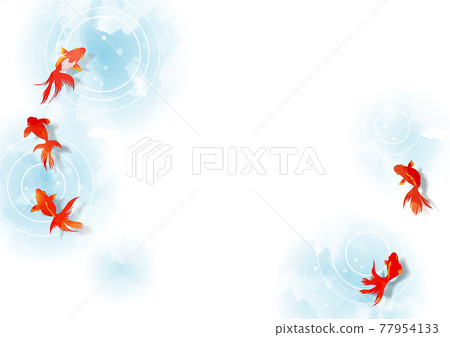 水彩夏天金魚背景，框架 77954133