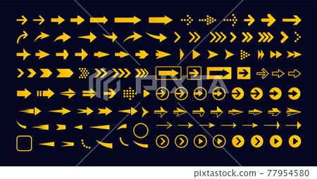 Geometric right arrow set, vector icon. Pointer icon, next sign, forward button. Infographic simple elements. Navigation and multimedia graphic for web interface Geometric right arrow set, vector icon. Pointer icon, next sign, forward button. Infographic simple elements. Navigation and multimedia graphic for web interface 77954580