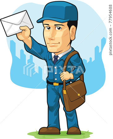 Postman Postal Mail Man Letter Carrier Cartoon Illustration Postman Postal Mail Man Letter Carrier Cartoon Illustration 77954688