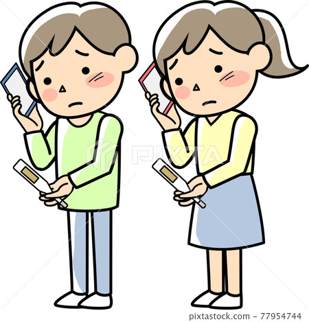 女性和男性因發燒通過電話諮詢 女性和男性因發燒通過電話諮詢 77954744