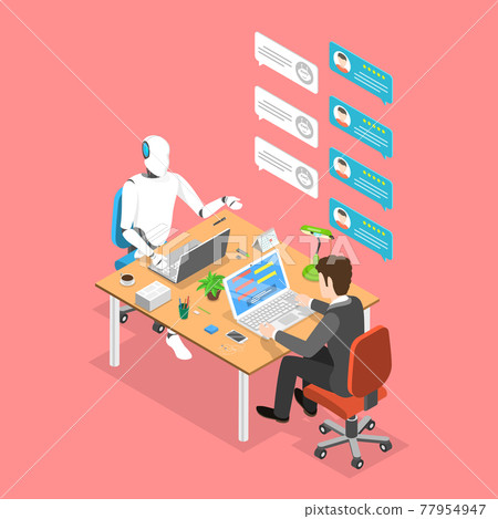 Flat isometric vector concept of chatbot, ai, artificial intelligence. 77954947