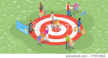 Vector Flat Isometric Concept of Customer Targeting Digital Marketing Campaign. 77954964