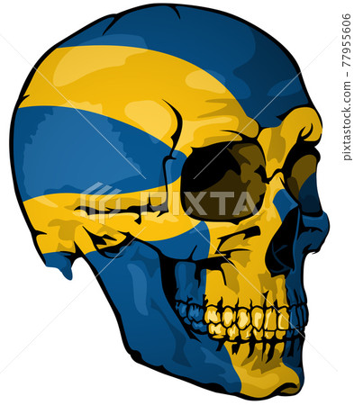 Swedish Flag Painted on a Skull Swedish Flag Painted on a Skull 77955606