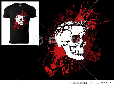 Skull T-shirt Design with Crown of Thorns Skull T-shirt Design with Crown of Thorns 77955607