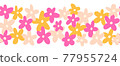 Flower border seamless vector. Cute simple doodle Scandi florals repeating horizontal pattern. Kids 77955724