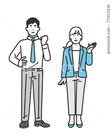 上班族全身形象插畫素材 77955836