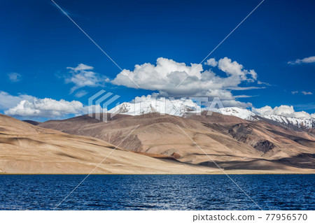 Lake Tso Moriri in Himalayas. Ladakh, Inda Lake Tso Moriri in Himalayas. Ladakh, Inda 77956570