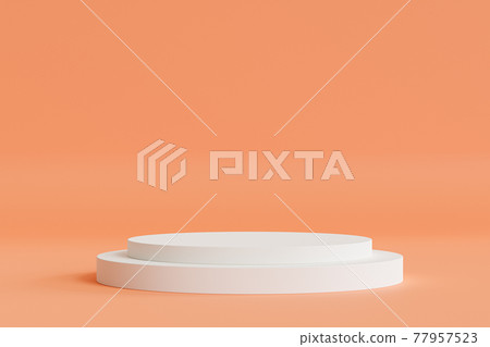 Cylinder podium or pedestal for products or advertising on beige peach background, minimal 3d illustration render 77957523
