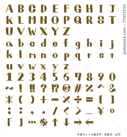 Handwritten retro-style characters / alphanumeric symbols 77957550
