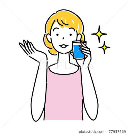 中暑措施 可愛的女人補水 可愛的女人插圖 簡單矢量 77957569