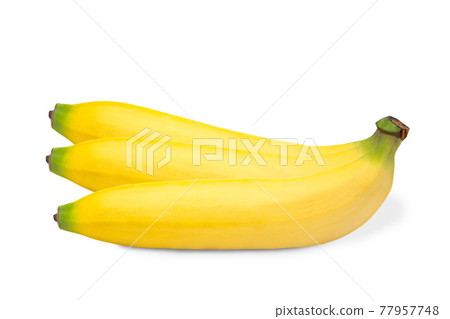 Three yellow tasty banana on a white background with clipping paths. Three yellow tasty banana on a white background with clipping paths. 77957748