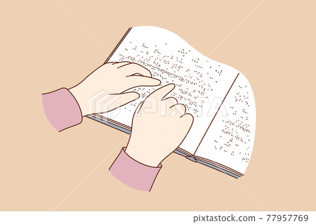Blind people reading books concept 77957769