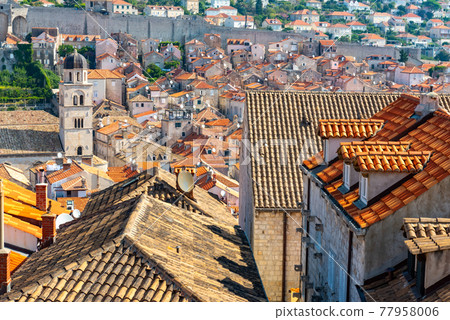Panorama Dubrovnik Old Town roofs. Europe, Croatia Panorama Dubrovnik Old Town roofs. Europe, Croatia 77958006