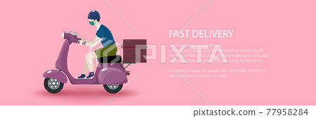 Online delivery service and stay home concept 77958284