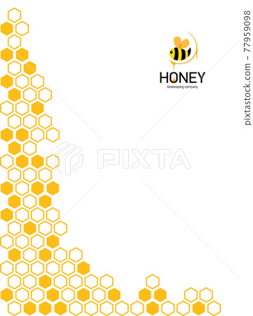 Vertical Modern Honeycomb orange background. Corner border of geometric hexagons Vertical Modern Honeycomb orange background. Corner border of geometric hexagons 77959098