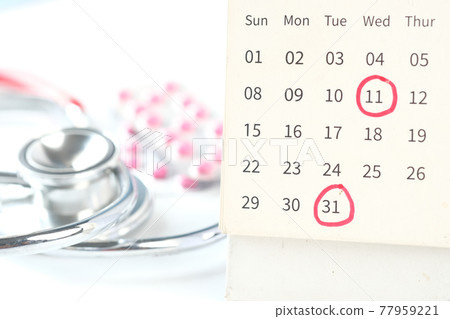 doctor appointment concept with calendar and stethoscope on white doctor appointment concept with calendar and stethoscope on white 77959221
