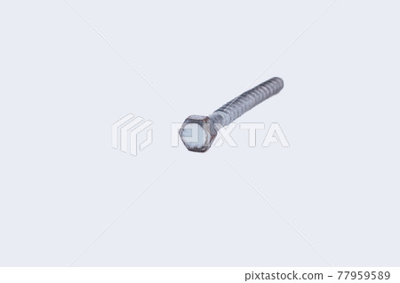 Silver screw isolated on white background. 77959589