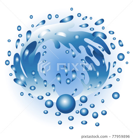 Splash of water. Drops flying in the air, water splashes Splash of water. Drops flying in the air, water splashes 77959896