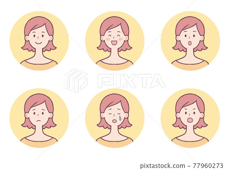 Female Icon Facial Expression Set Female Icon Facial Expression Set 77960273