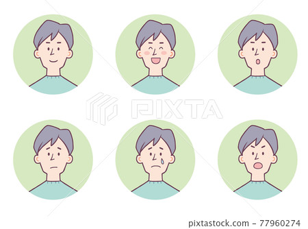 Male icon facial expression set Male icon facial expression set 77960274